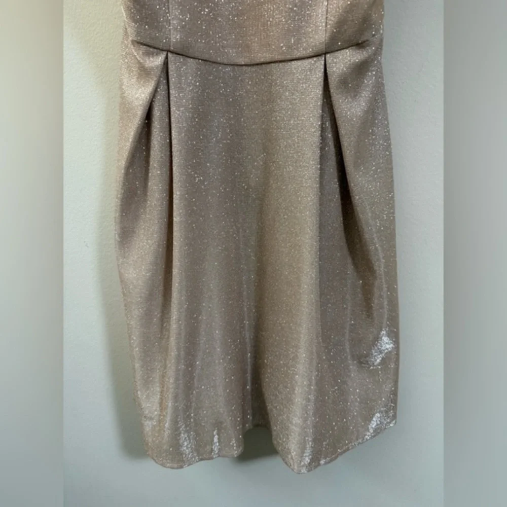 Jules & Cleo Shimmer Nights Square Neck Formal Mini Dress in Nude and Silver - 8